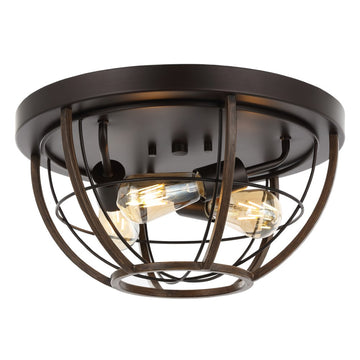Lyla 15.75" Rustic Farmhouse Iron LED Flush Mount - JONATHAN Y